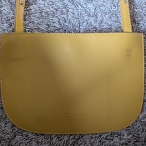French Connection Mustard Yellow Smooth Leather Shoulder Bag